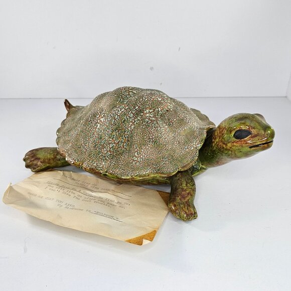Vintage Snapper Turtle Large Trinket Box Figurine Removable Shell 1970 - Picture 1 of 13